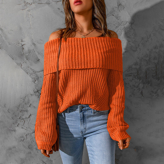 Damen nan weiter Off-Shoulder Grobstrickpullover mit überschnittener Schulterpartie und ballonärmeln Shop Nory
