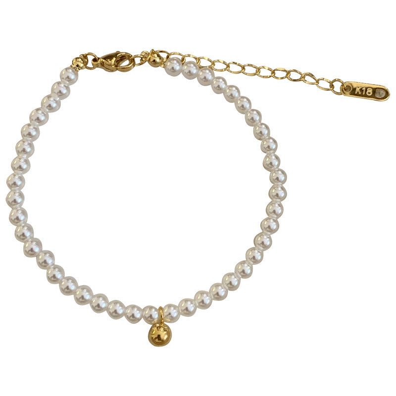 Damen Elegante Süßwasserperlen- und Goldakzentarmband Shop Nory