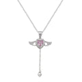 Damen Halskette mit herzförmigem Anhänger und filigranen Flügel-Details Shop Nory