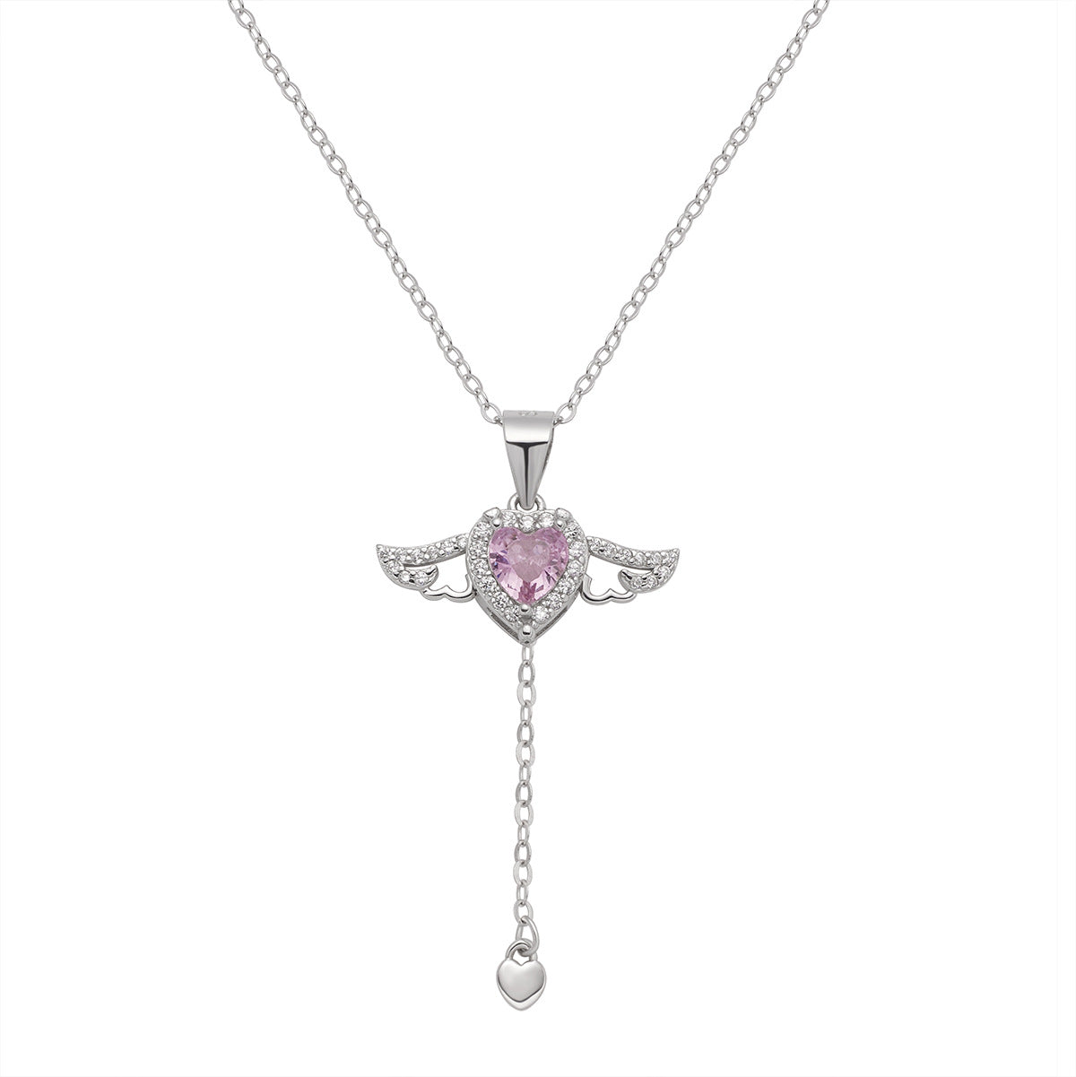Damen Halskette mit herzförmigem Anhänger und filigranen Flügel-Details Shop Nory