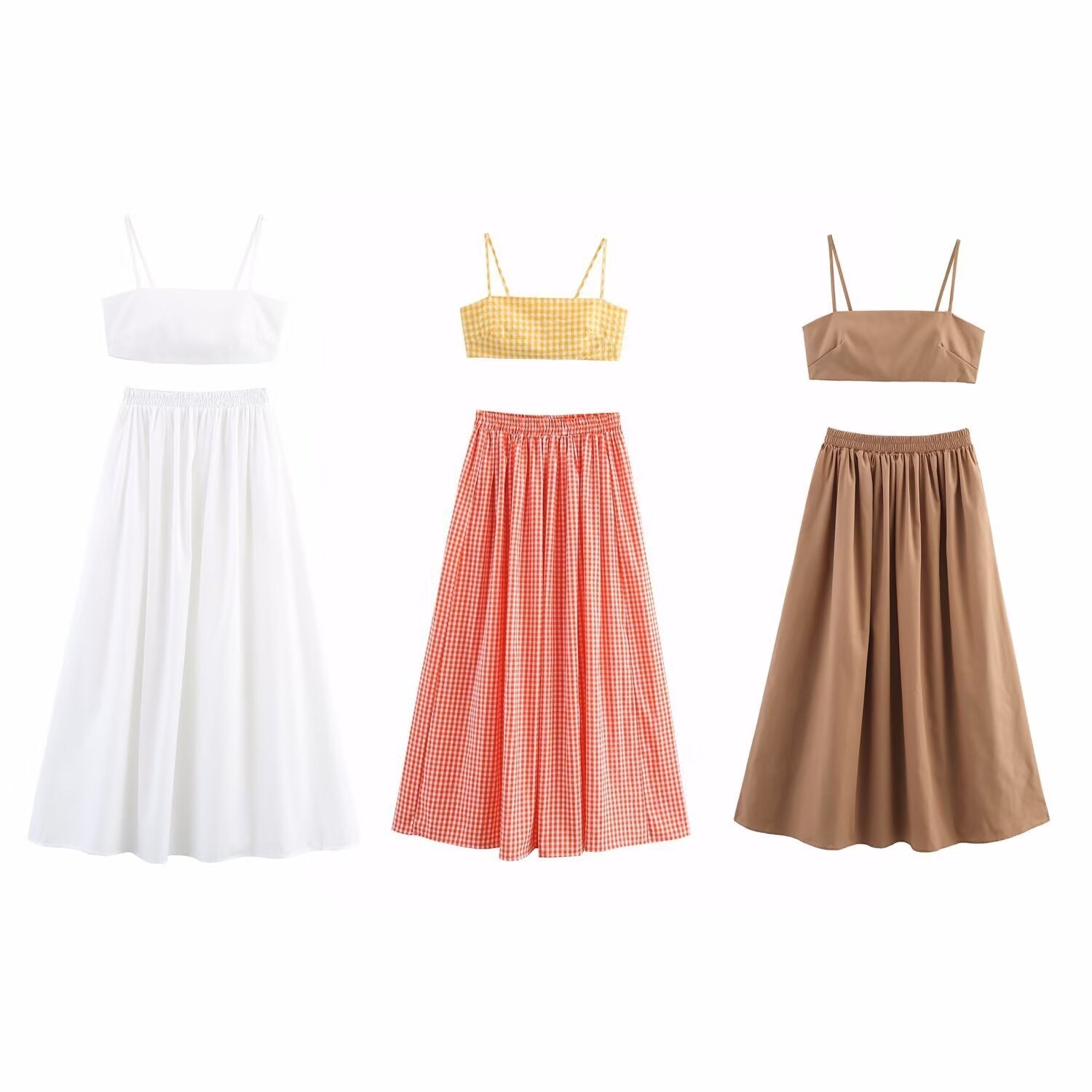 Damen Set aus Crop-Top und Maxirock mit elegantem Rüschendesign
