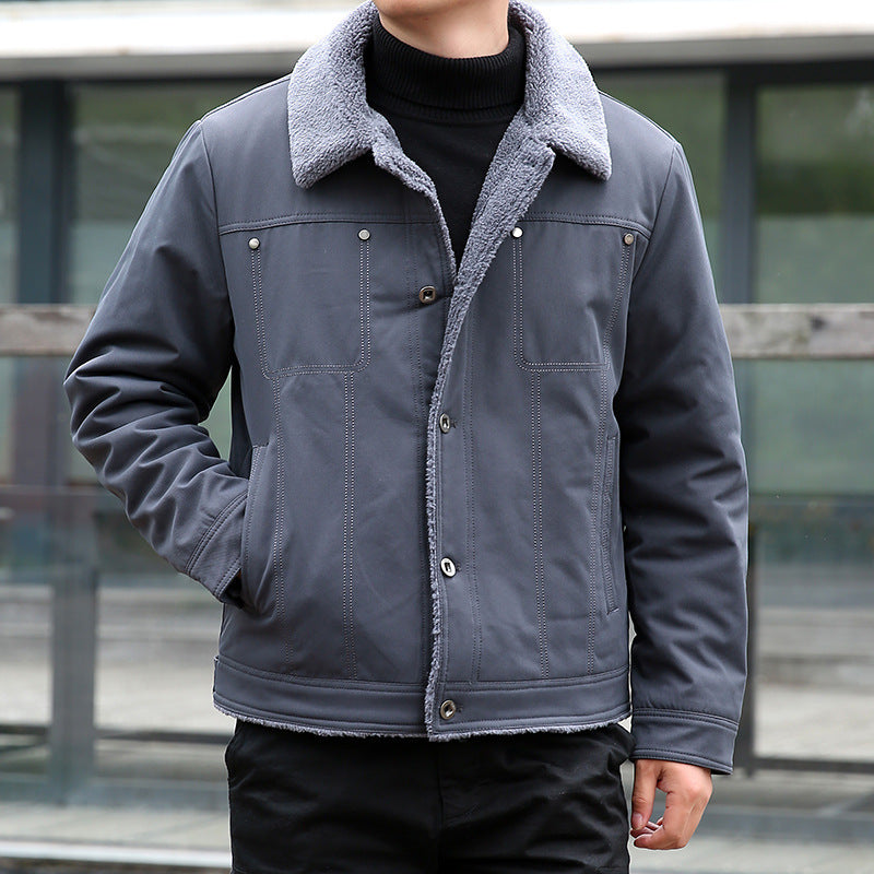 Herren Kurzjacke mit Teddyfutter und Umlegekragen, winddichte Übergangsjacke Shop Nory