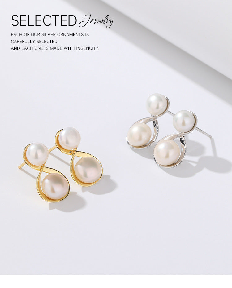 1 Paar 925 Sterling Silber Perle 925 Sterling Silber Ohrringe Geometrische Ohrstecker | Shop Nory