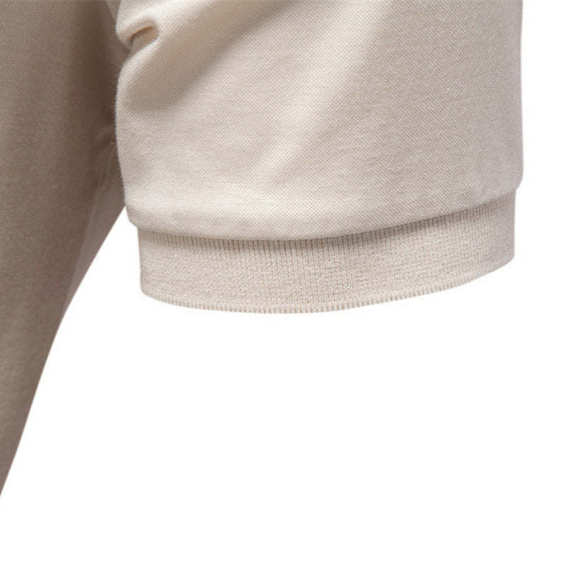 Herren nan feinstrickiges Kurzarm-Poloshirt mit offenem V-Kragen und elastischem Saum