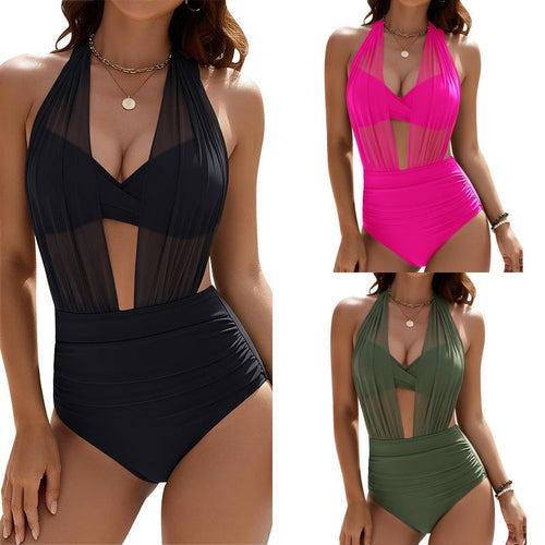 Damen Einteiliger Badeanzug mit verführerischem Schnitt und eleganten Transparentdetails