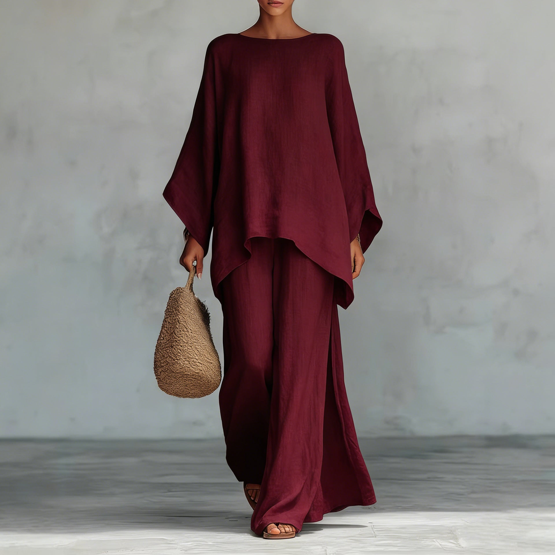 Damen luftiges Set aus weichem Stoff mit weitem Schnitt
