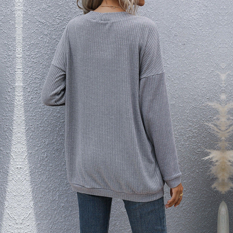 Damen lässiger gerippter Strickcardigan mit Taschen und offenem Schnitt Shop Nory
