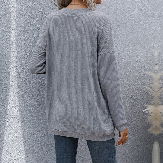 Damen lässiger gerippter Strickcardigan mit Taschen und offenem Schnitt Shop Nory