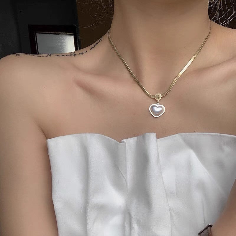 Damen Herzförmige Halskette mit Goldkette Shop Nory