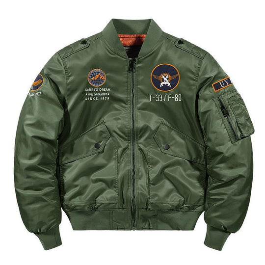 Herren Aviator-Bomberjacke im Military-Look mit gestepptem Thermofutter und Schulterpatches Shop Nory