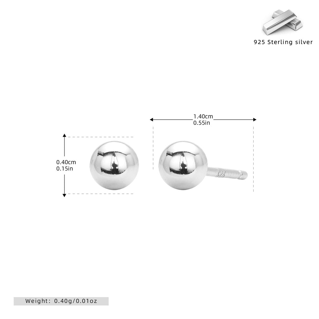 Damen Ohrstecker aus 925 Sterling Silber mit glänzenden Kugeldesign Shop Nory