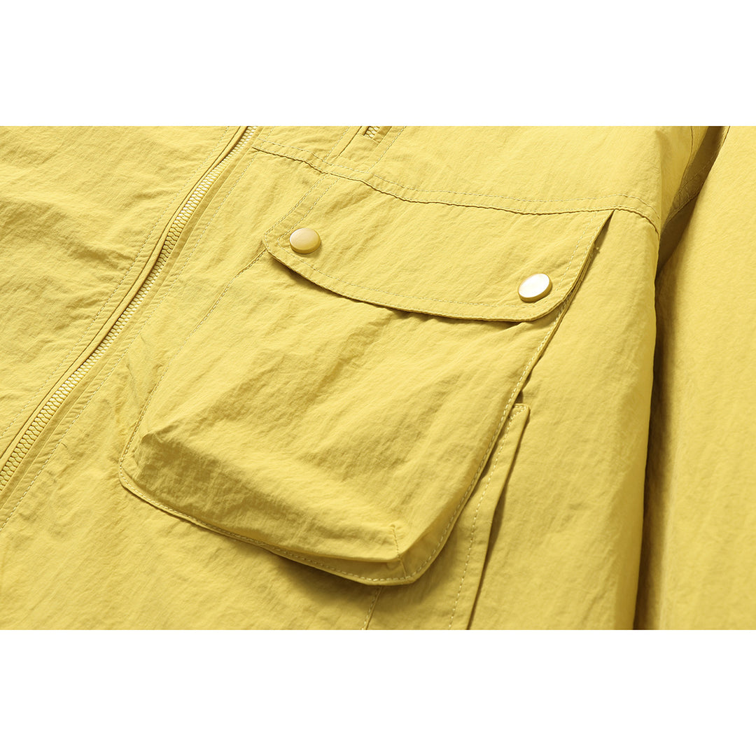 Unisex Leichte Boxy-Windjacke mit Kapuze, Utility-Brusttasche und Kordelzug Shop Nory