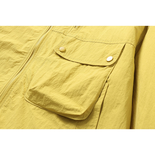 Unisex Leichte Boxy-Windjacke mit Kapuze, Utility-Brusttasche und Kordelzug Shop Nory