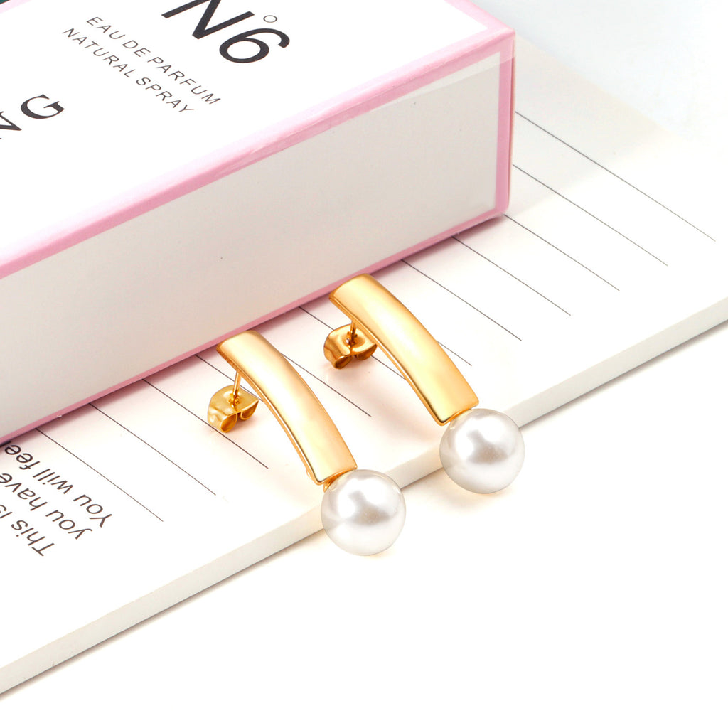 Damen Ohrhänger mit eleganter Goldbeschichtung und edler Perle Shop Nory