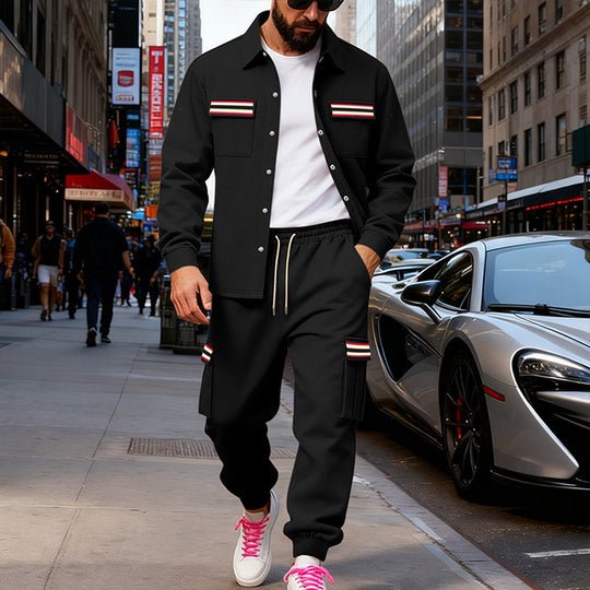 Herren Urbanes zweiteiliges Utility-Joggingset mit Overshirt und Cargo-Hose Shop Nory
