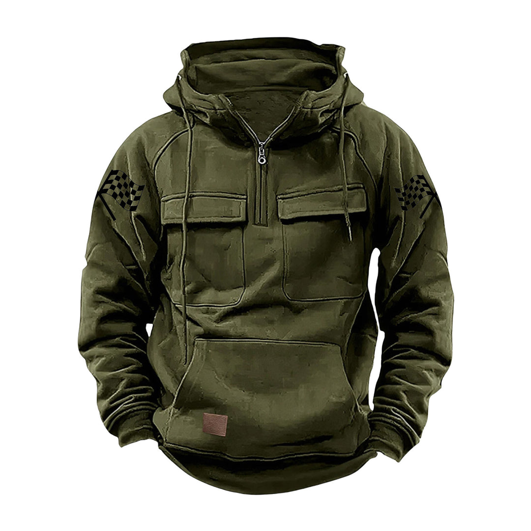 Herren nan Kapuzenpullover mit Halbzip, Cargo-Brusttaschen und Kängurutasche Shop Nory
