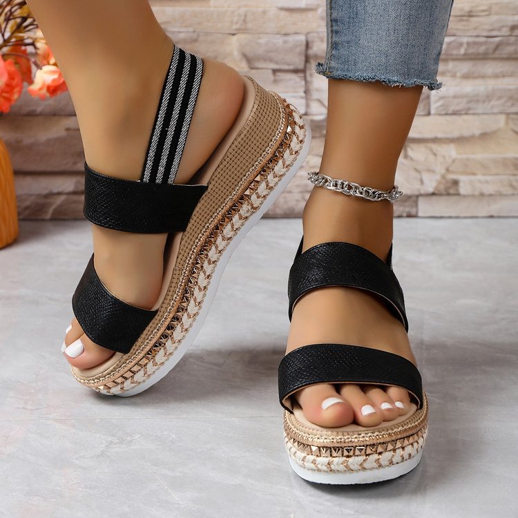Damen Wedge-Sandaletten mit modischem Glitzer-Riemen und ergonomischem Fußbett Shopnory