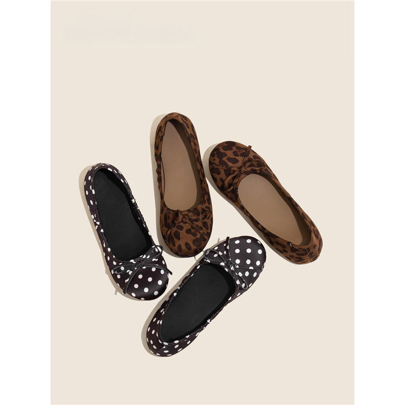 Damen Ballerinas mit punktiertem Design und zierlicher Schleifenapplikation
