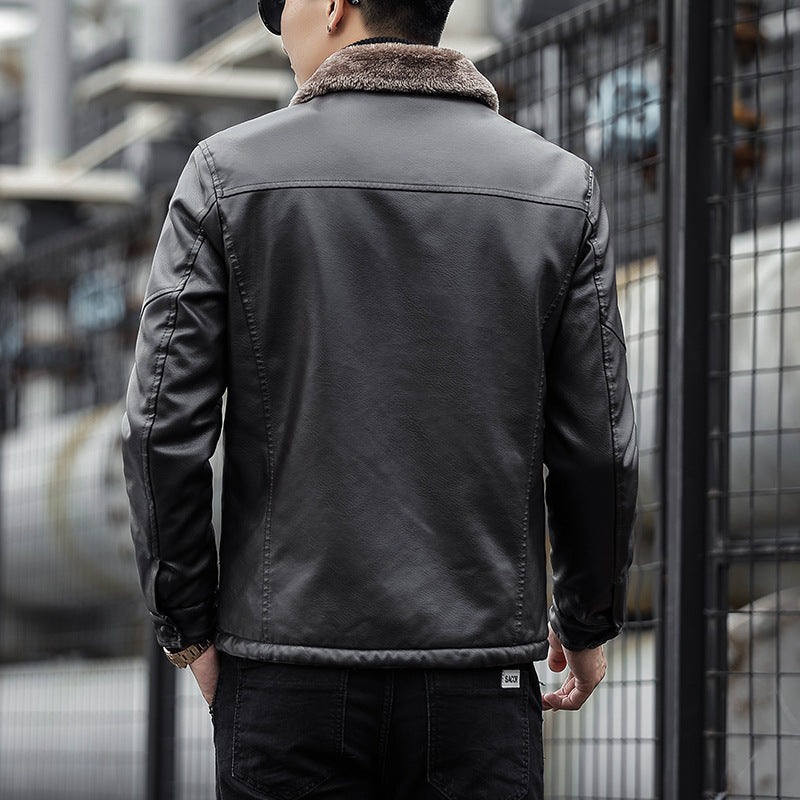 Herren Moderner Kunstlederblouson mit Teddykragen Shop Nory