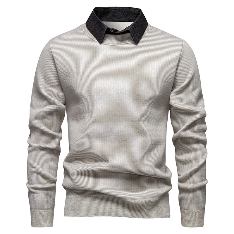 ShopNory | Herren Strickpullover mit Kontrastkragen