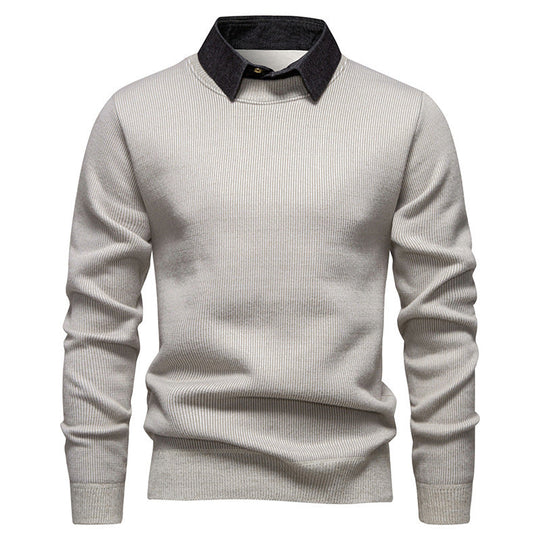 ShopNory | Herren Strickpullover mit Kontrastkragen