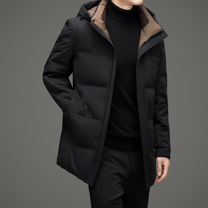 Herren Wattierte Kapuzen-Steppjacke mit verlängertem Schnitt und winddichter Membran Shop Nory
