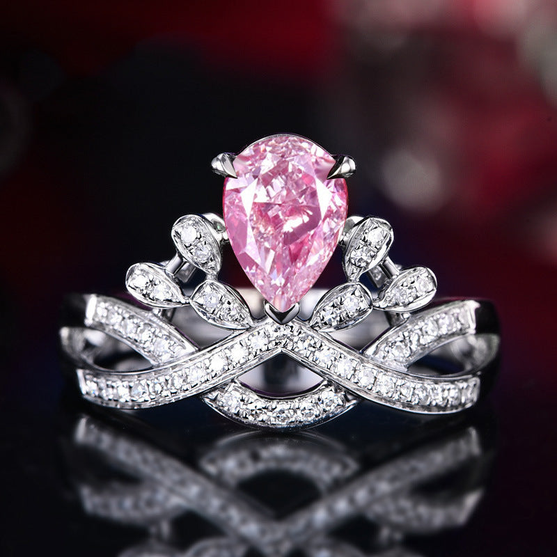 Damenring mit herzförmigem, strahlendem Edelstein und funkelnden Zirkonia-Steinen Shop Nory