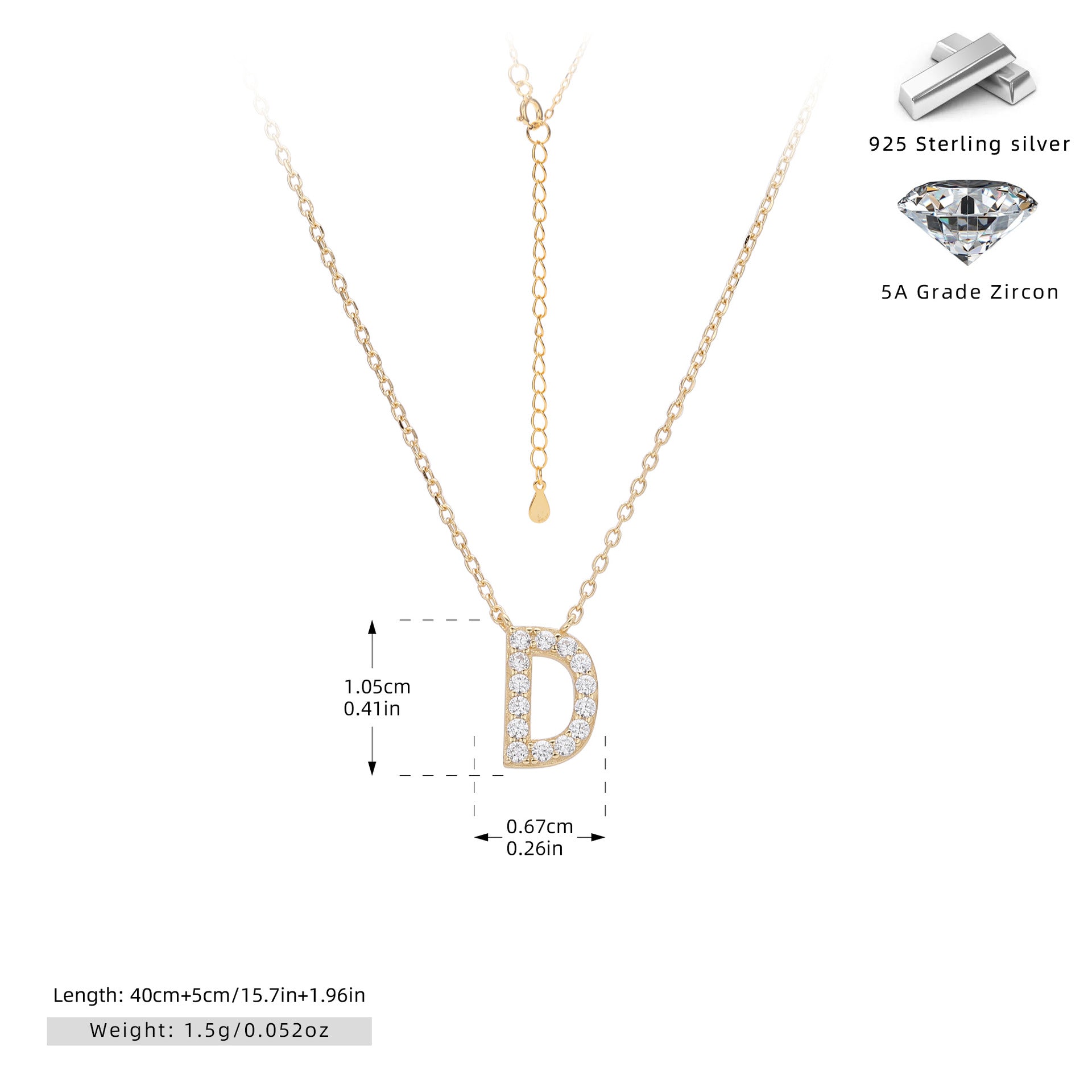 Damen Halskette mit Z-Anhänger und funkelnden Zirkonia Shop Nory