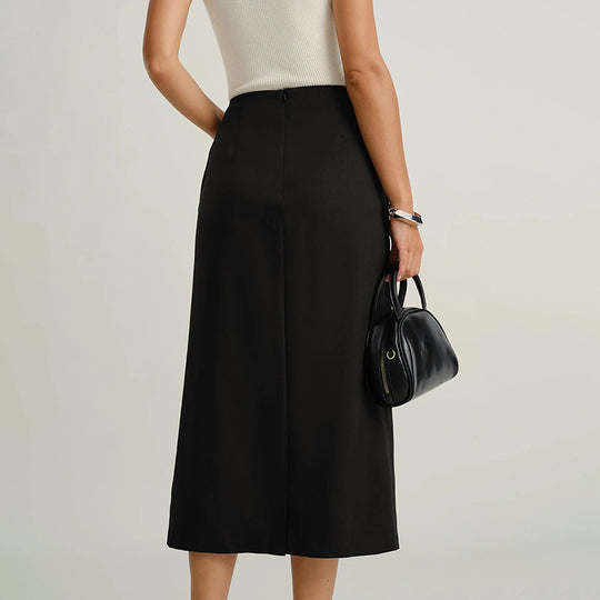 Damen Midirock mit durchgehender Knopfleiste, hoher Taille und aufgesetzten Taschen Shop Nory