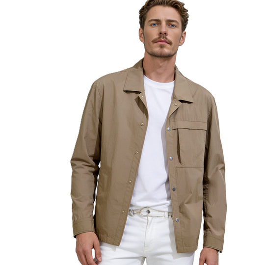Herren Leichtes Utility-Overshirt mit Pattentaschen und Druckknopfleiste Shop Nory