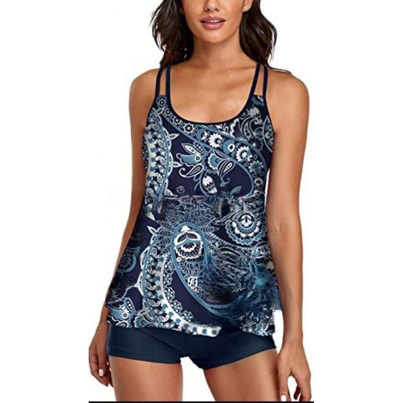 Damen Sportliches Tankini-Set mit bequemem Shorts und verstellbaren Trägern Shopnory