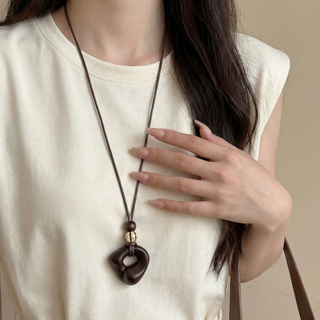 Damen Handgefertigte Holz-Halskette mit einzigartigem Pendelanhänger Shop Nory
