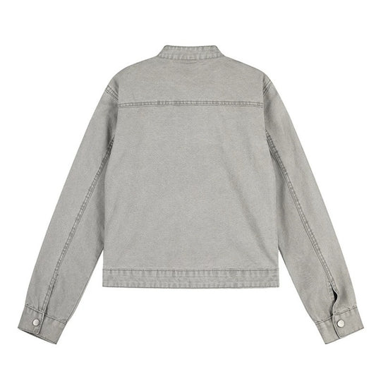 Damen Kurz geschnittene Utility-Jacke mit Stehkragen und Schulterklappen Shop Nory