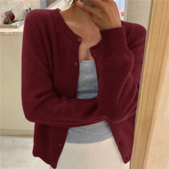 Damen weicher Strickcardigan mit dekorativen Knöpfen und raffinierter Maschenstruktur