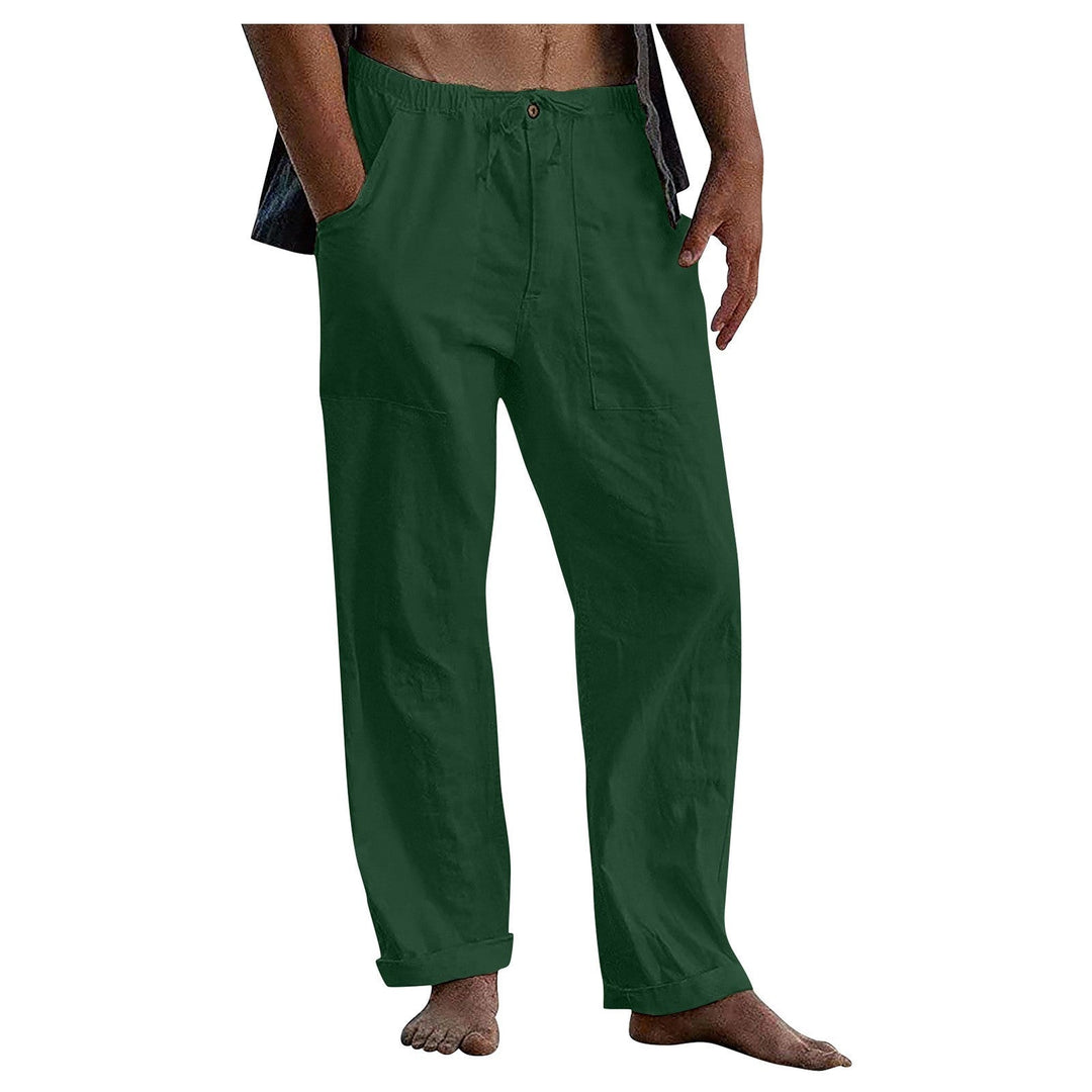 Herren Relaxed Fit Leinenhose mit elastischem Bund und praktischen Taschen