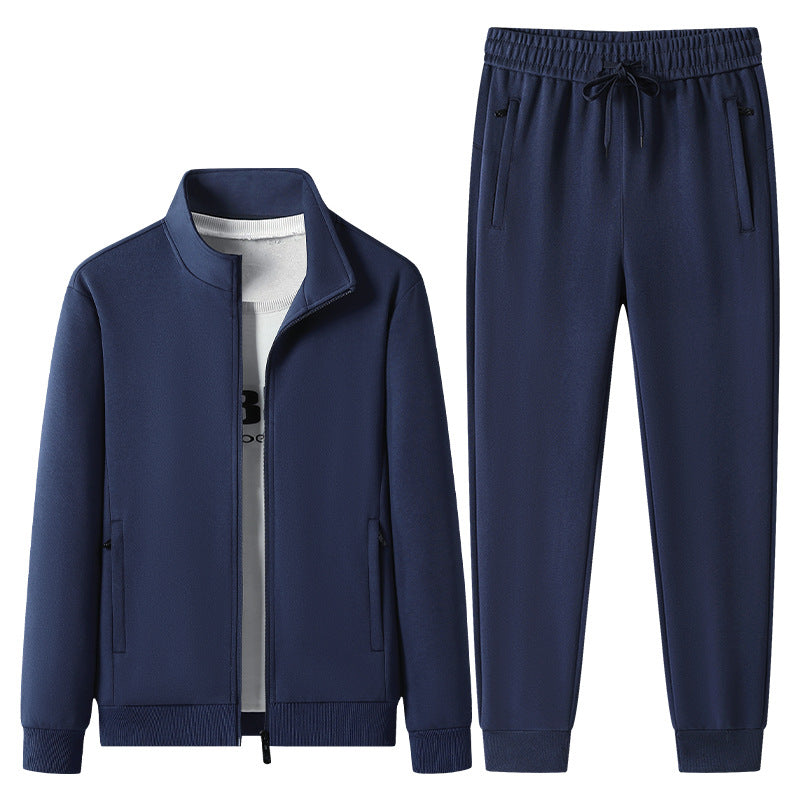 Herren Jogginganzug-Set aus Baumwollmix mit Stehkragen Reißverschlussjacke und Kordelbundhose Shop Nory