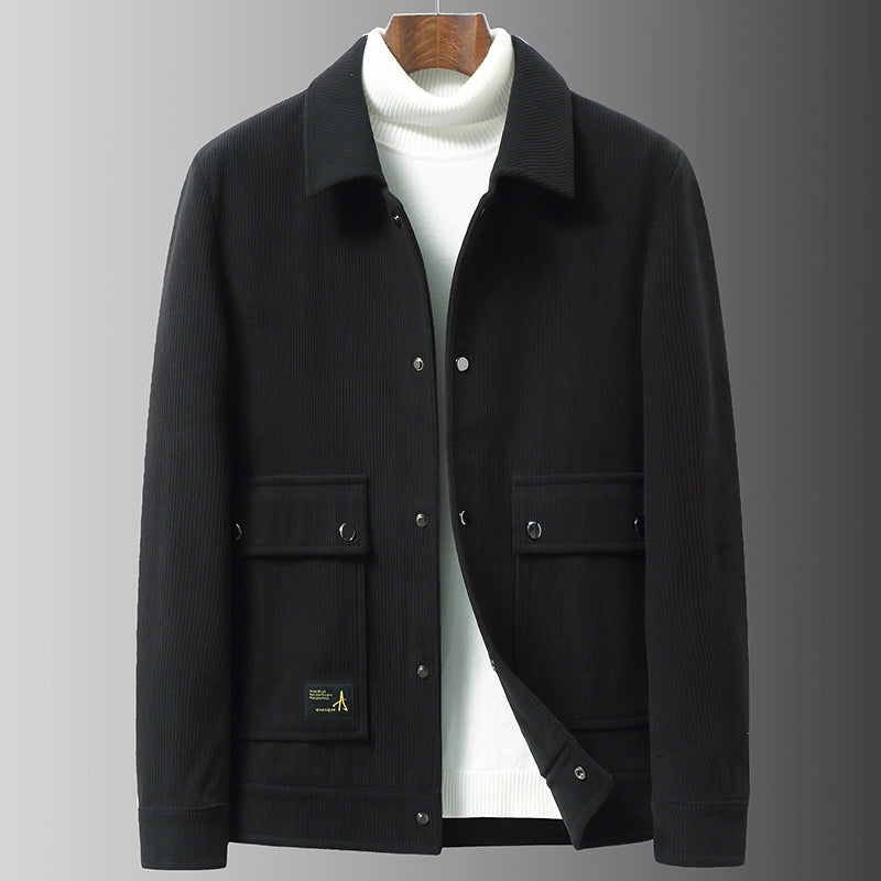 Herren Cordjacke mit Utility-Taschen und Druckknopfverschluss Shop Nory