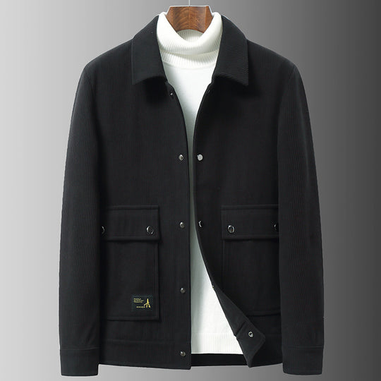 Herren Cordjacke mit Utility-Taschen und Druckknopfverschluss Shop Nory