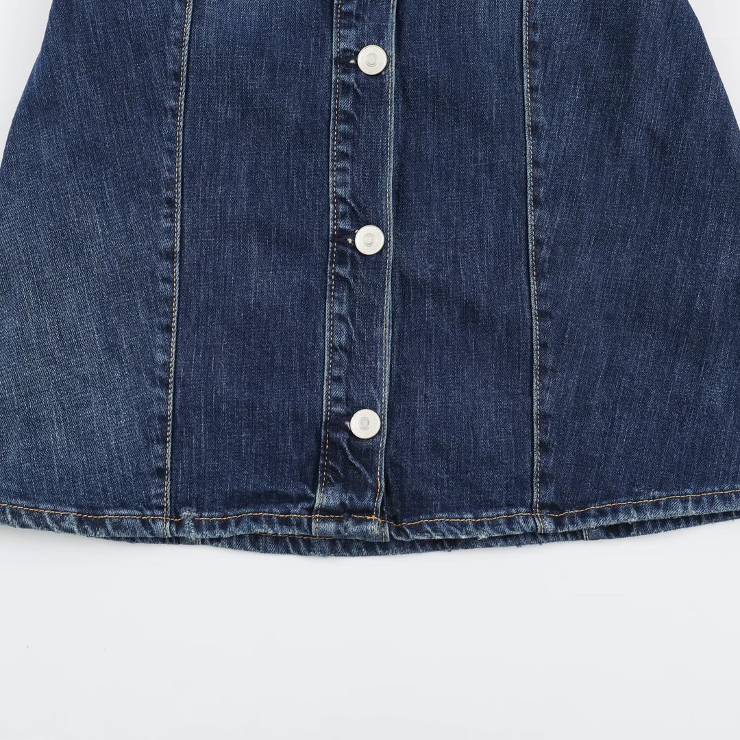 Damen Geradliniges Denim-Hemdkleid mit durchgehender Knopfleiste und Brusttaschen Shop Nory