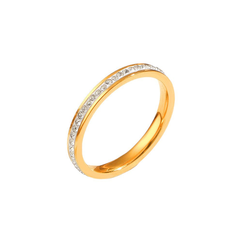 Frauen Kristall-Verzierte Gold Band Ring Shop Nory