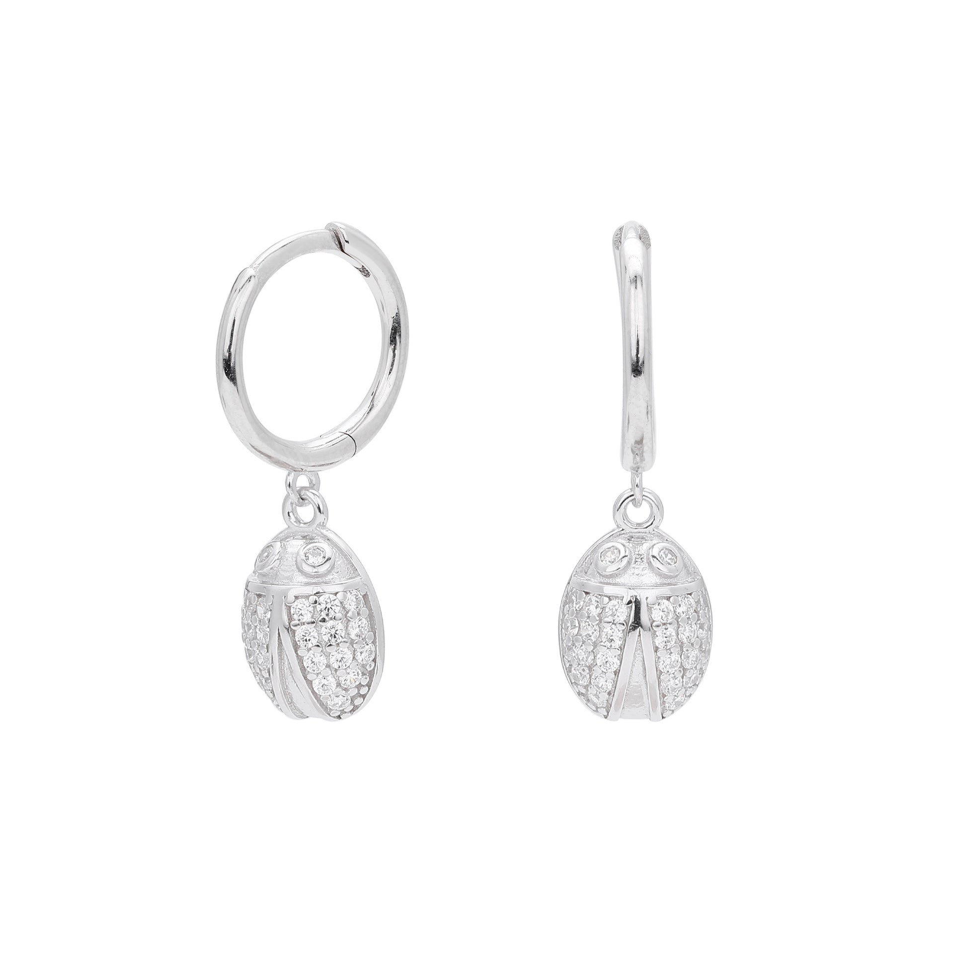 Damen Ohrhänger im stilvollen Marienkäferdesign aus hochwertigem 925 Sterling Silber und funkelnden Zirkonsteinen Shop Nory