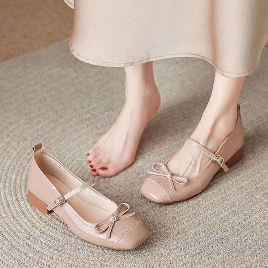 Damen Ballerinas mit dekorativem Riemchen und moderner Schleifenapplikation