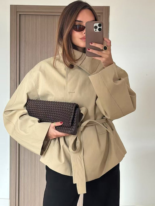 Damen Kurzjacke im Kimono-Stil mit Bindegürtel und überschnittenen Ärmeln Shop Nory