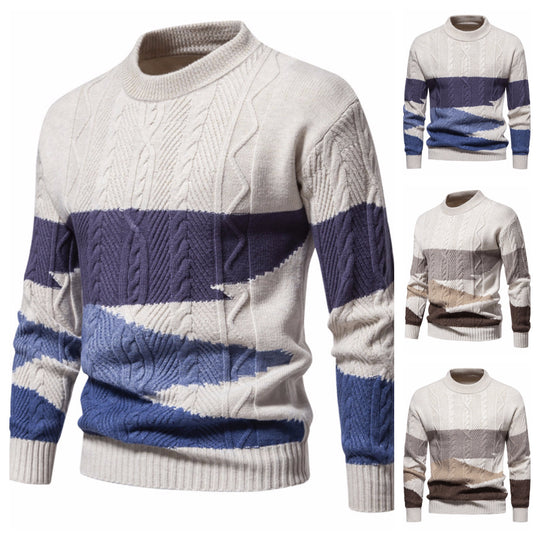Herren Strukturiertes Colorblock Zopfstrick-Rollkragenpullover aus Baumwollmix Shop Nory