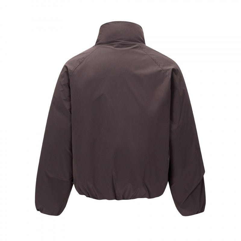 Unisex Kurz geschnittene leichte Windjacke im Boxy-Cut mit hohem Stehkragen und elastischem Saum Shop Nory