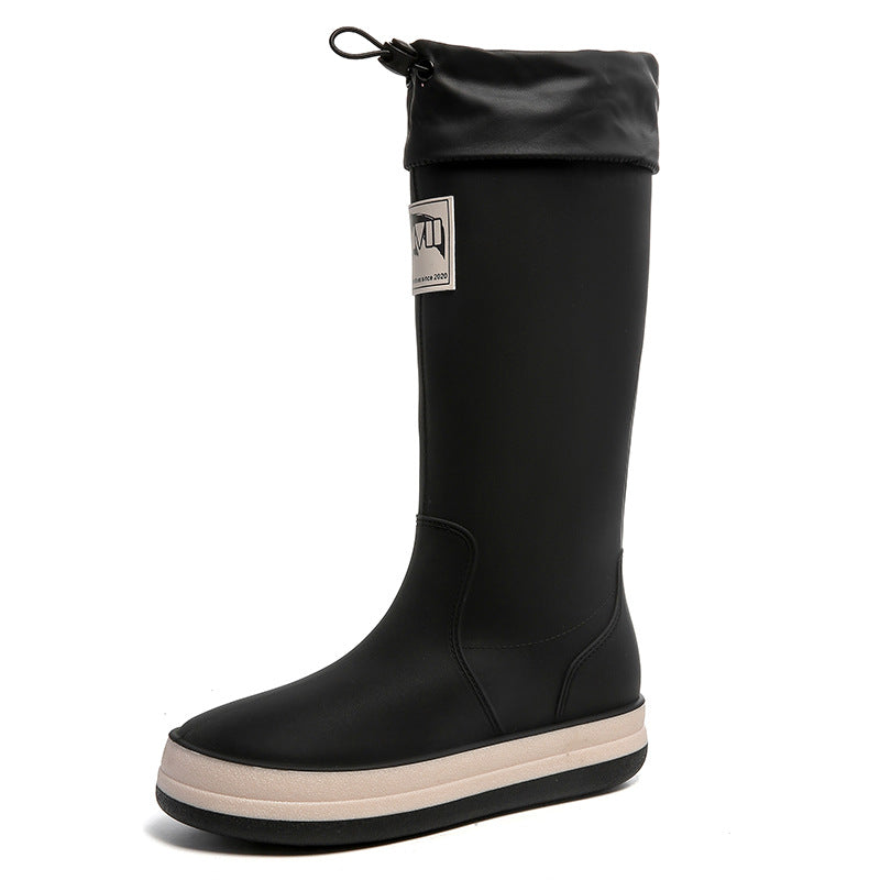 Damen kniehohe wasserdichte Gummistiefel mit verstellbarem Kordelabschluss Shop Nory