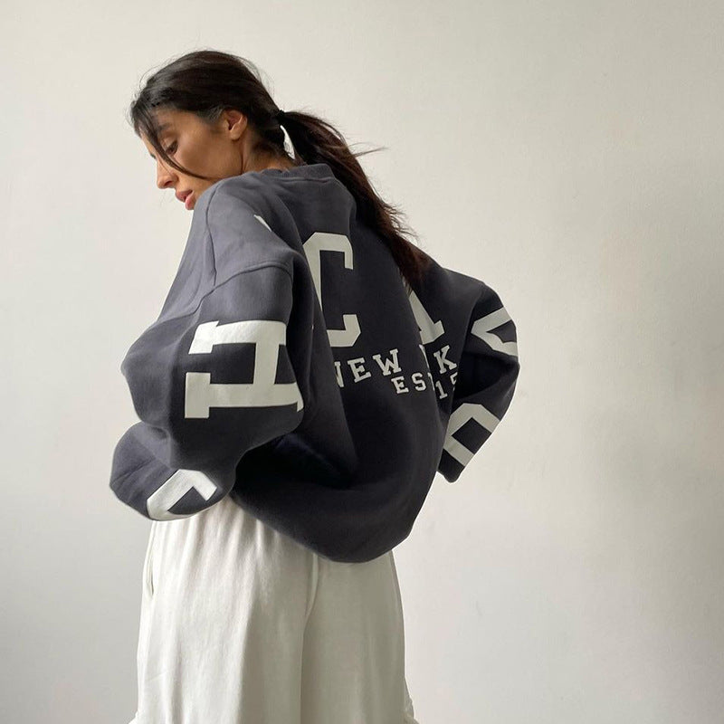 Damen Oversize-Sweatshirt mit College-Print und Raglanärmeln Shop Nory