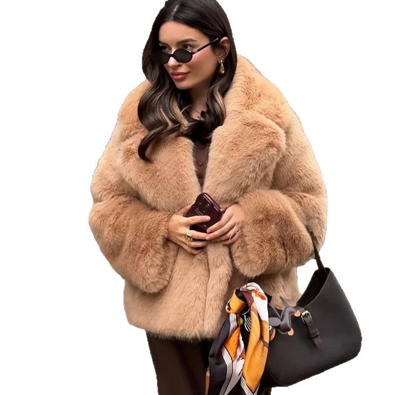 Damen Pelzmantel mit oversized Schnitt und weichem Innenfutter