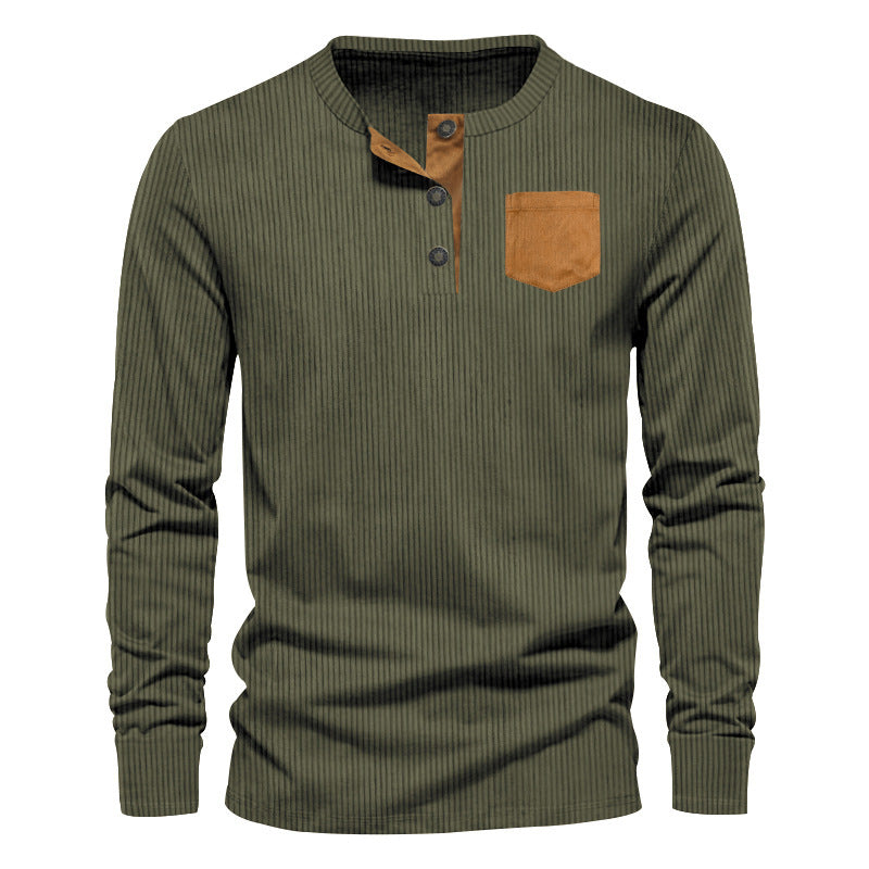 Herren Rippenfeinstrick Langarmshirt mit Slim‑Fit und Stehkragen Shop Nory