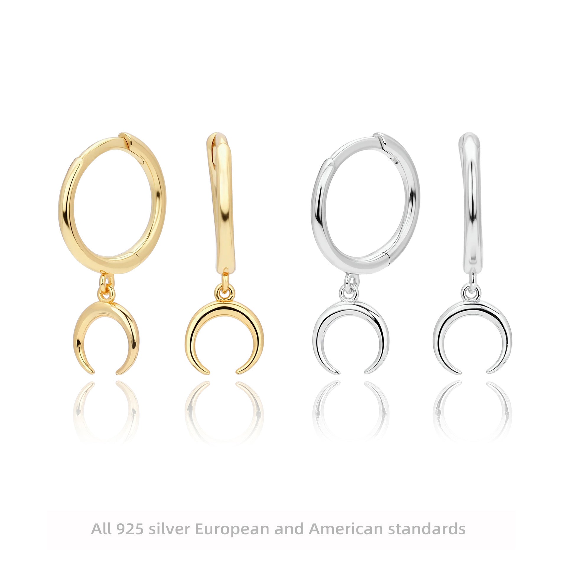 Damen Ohrhänger mit Mondanhänger aus 925 Sterling Silber Shop Nory
